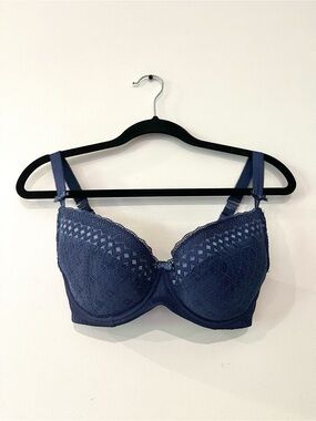 Change Lingerie Blue Lace Balconette Lightly Lined T Shirt Bra 30G 30DDDD 32DDD